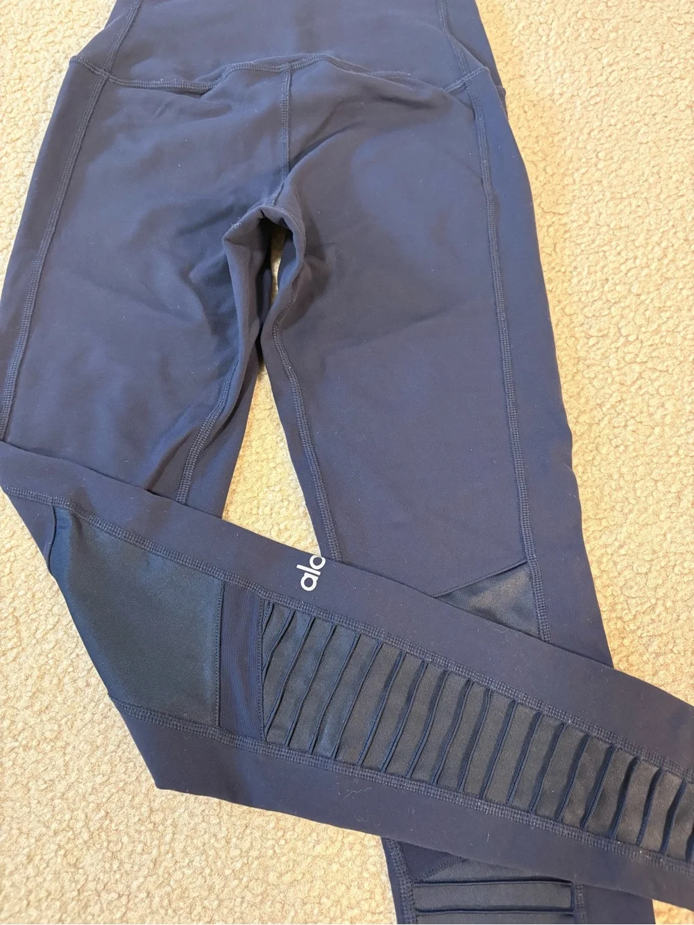 Alo Yoga High-Waist Moto Legging Navy Blue - Excellent Condition, Size S